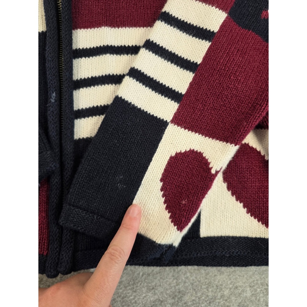 Y2K Christopher & Banks Zip Knit Cardigan Womens M USA Americana Patchwork Star - Picture 13 of 14